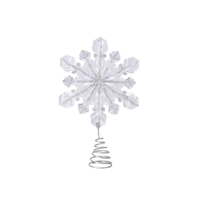 Clear Snowflake Treetopper clear with glitter