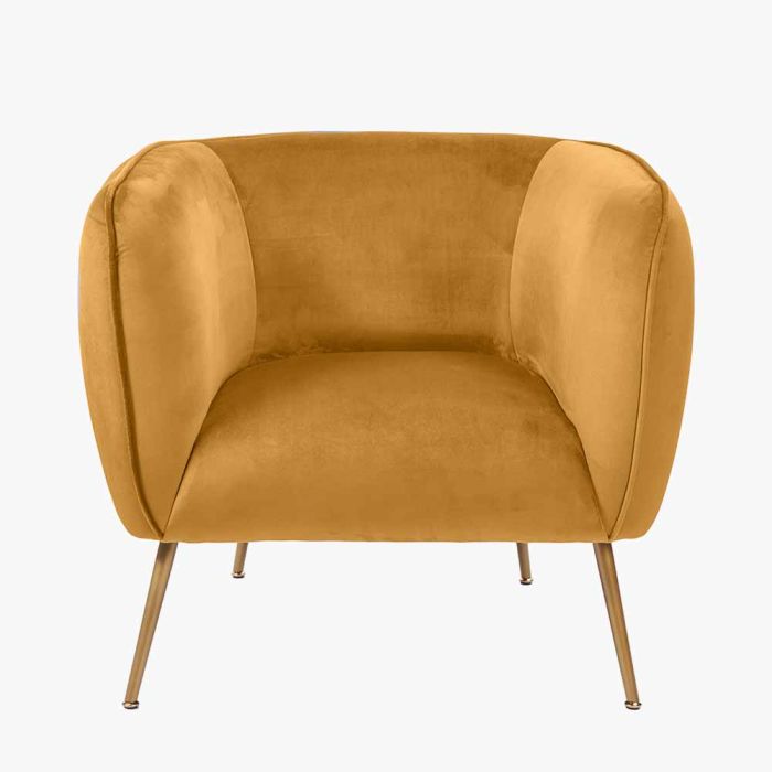 Lucca Gold Velvet and Metal Armchair