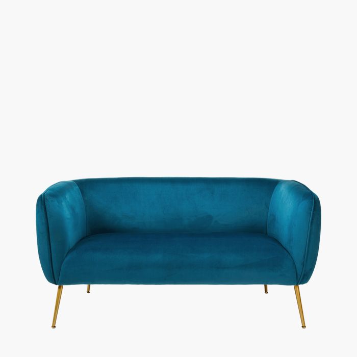 Lucca Sapphire Blue Velvet and Metal Sofa