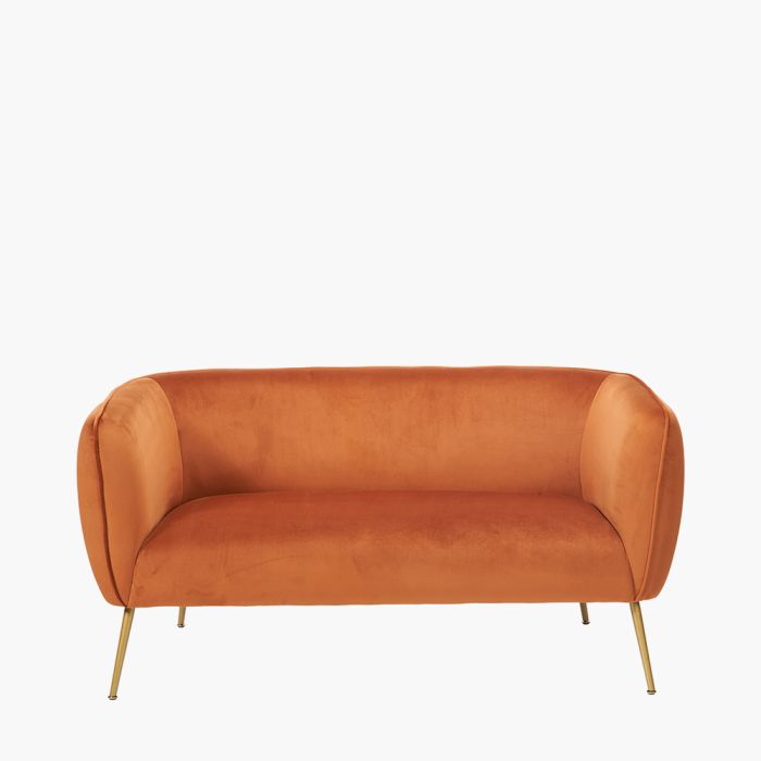 Lucca Tobacco Velvet and Metal Sofa