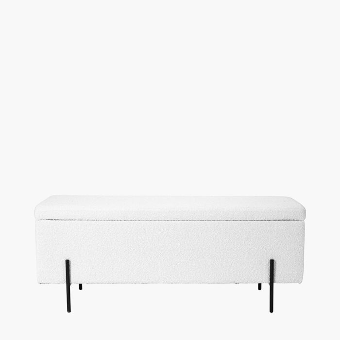 Catania Boucle Fabric Storage Bench With Black Legs