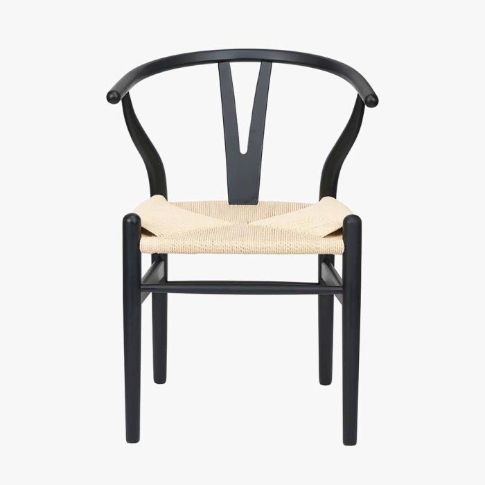 Quinn Black Beech Wood and Natural Rope Dining Chair