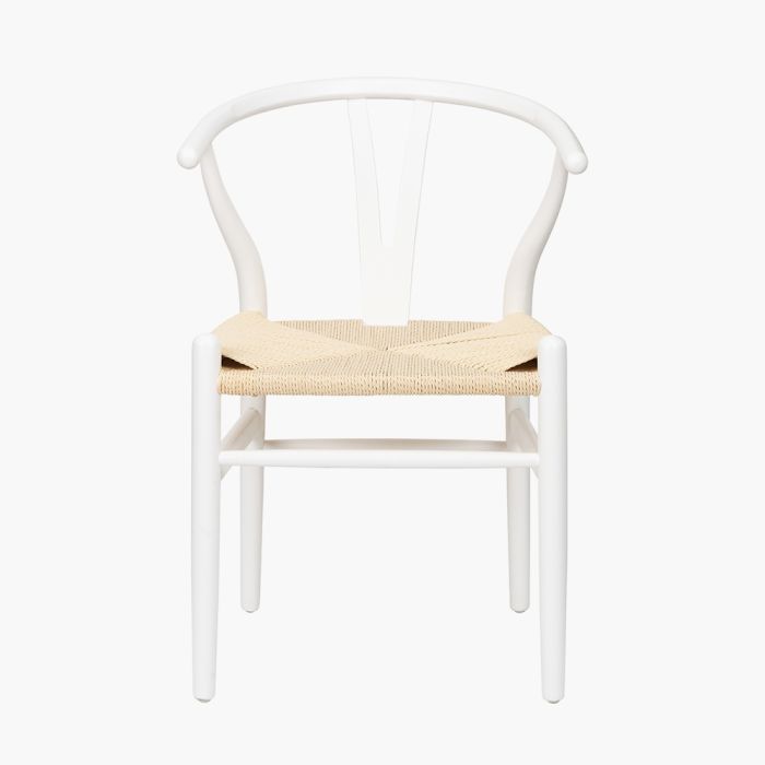 Quinn White Beech Wood and Natural Rope Dining Chair
