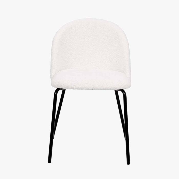 Turi Boucle Fabric and Black Metal Dining Chair
