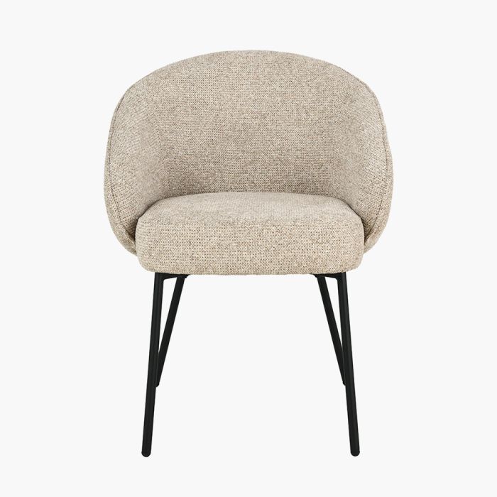 Kelsby Mocha Textured Marl Chenille and Black Metal Tub Dining Chair