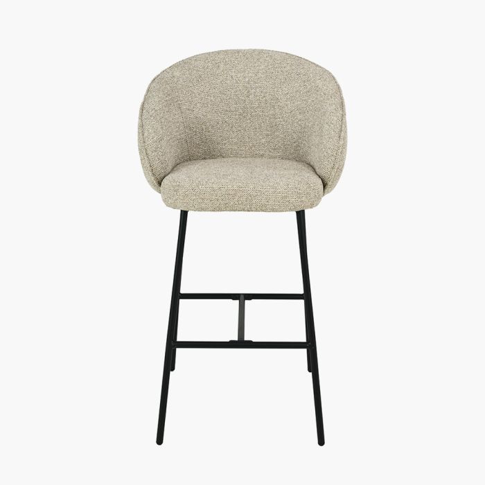 Kelsby Mocha Textured Marl Chenille and Black Metal Tub Bar Stool