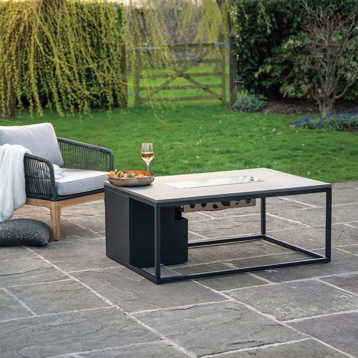 Cosiloft 120 Black and Grey Gas Fire Pit Table 120x80x50cm