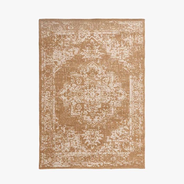 Indoor Outdoor Natural and White Vintage Design Rug