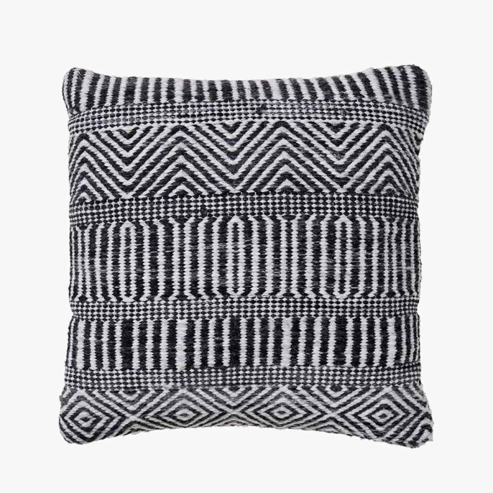 Indoor Outdoor Black and White Inca Design Scatter Cushion