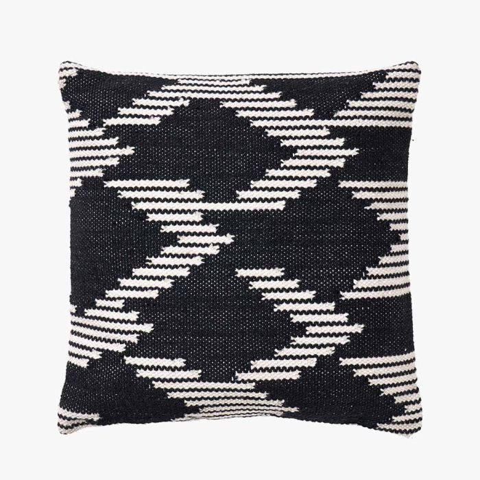 Indoor Outdoor Black and White Chevron Design Scatter Cushion