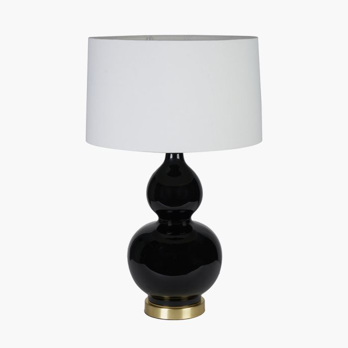 Gatsby Black Ceramic Table Lamp With Brushed Gold Metal Detail