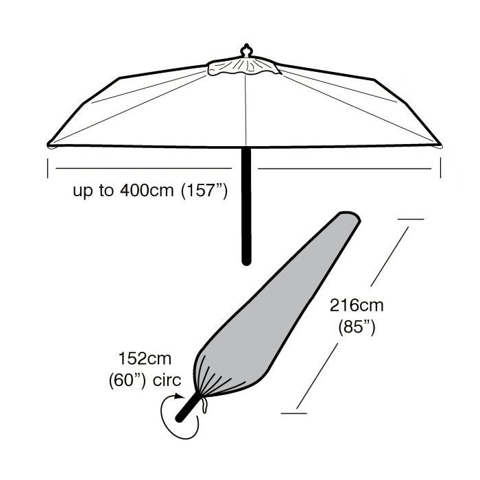 Extra Large Parasol Weather Cover 216x152 circ - Up to 400cm Parasol
