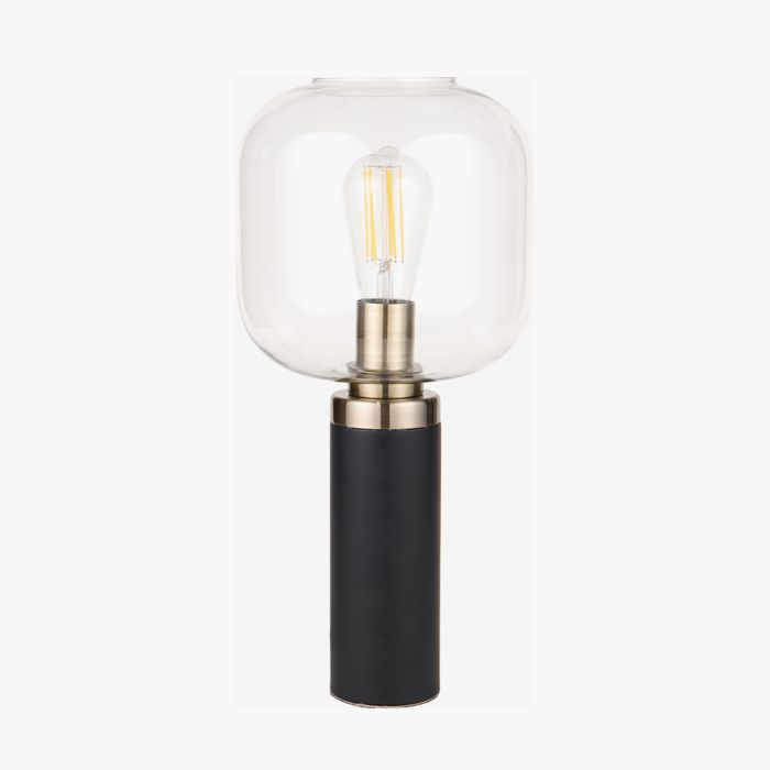 Florence Black Metal and Glass Table Lamp