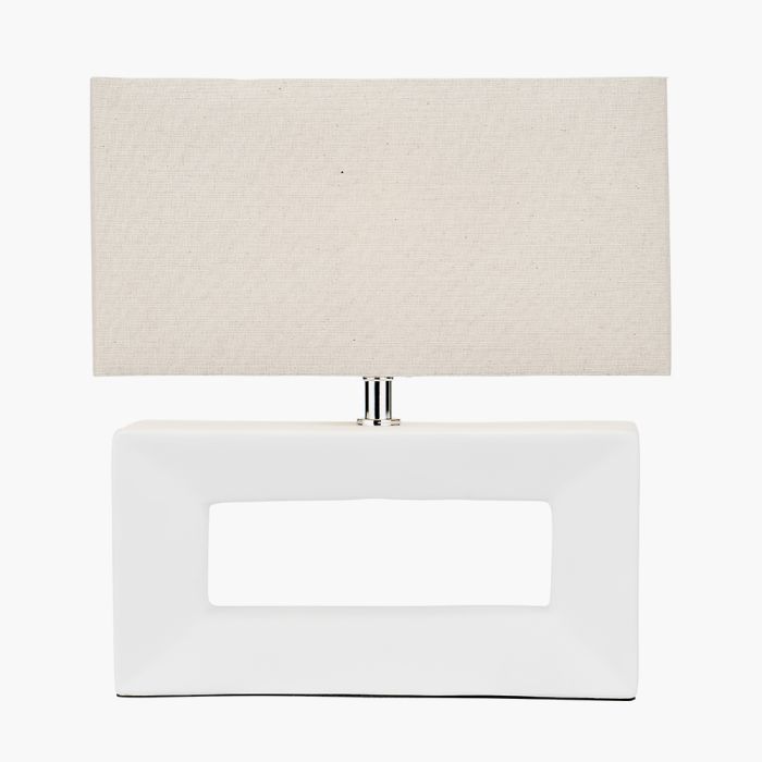Block White Ceramic Rectangular Table Lamp