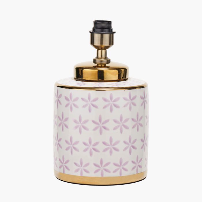 Thea Lillac and Gold Leaf Ceramic Table Lamp Base