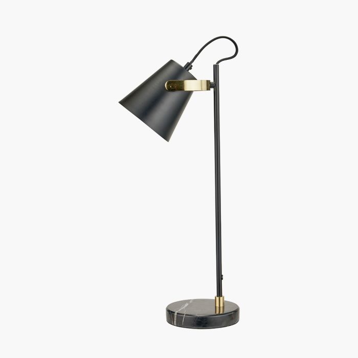 Theia Black and Brushed Brass Task Table Lamp