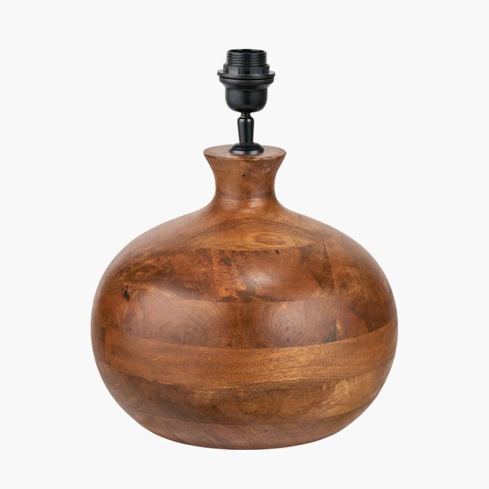 Kiah Brown Oiled Finish Mango Wood Round Table Lamp Base