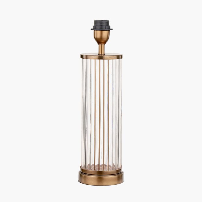 Ciara Clear Glass and Antique Brass Metal Table Lamp Base