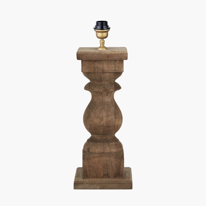 Kavya Antique Brown Turned Wood Table Lamp Base