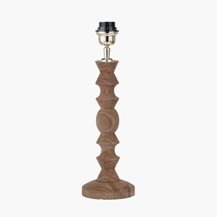 Ayra Natural Modernist Turned Wood Table Lamp Base