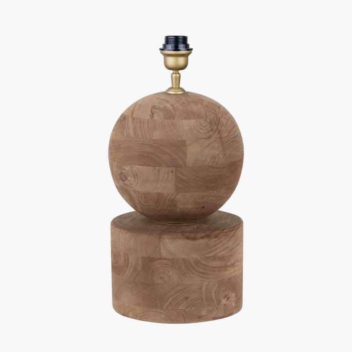 Ziva Antique Brown Round Wood Table Lamp Base