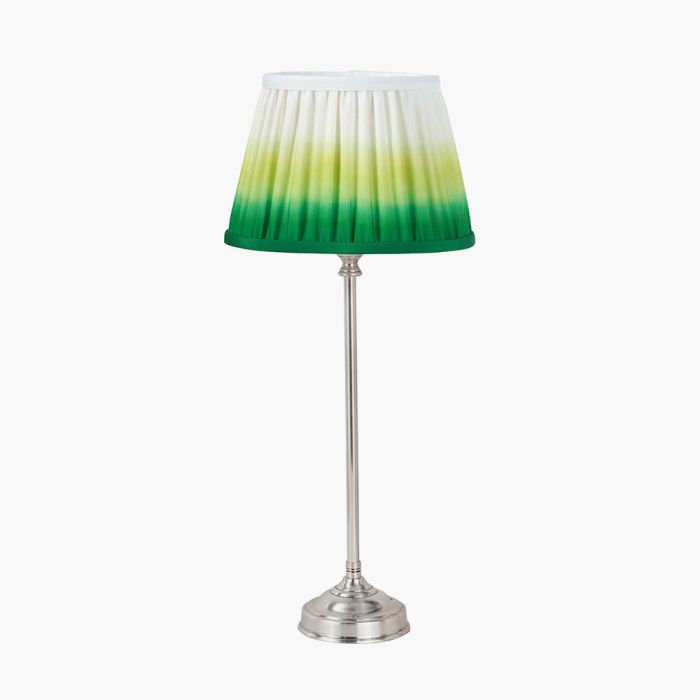 Auden Silver Metal Stick Table Lamp Base with Savoie 10 inch Pleated Shade Emerald
