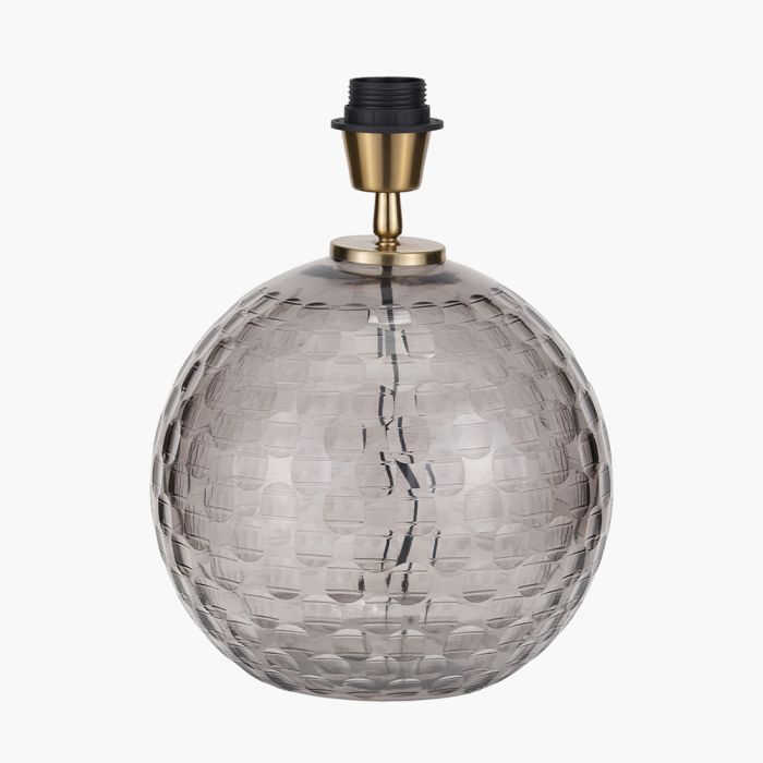 Camille Smoke Grey Circle Design Handcut Glass Table Lamp Base
