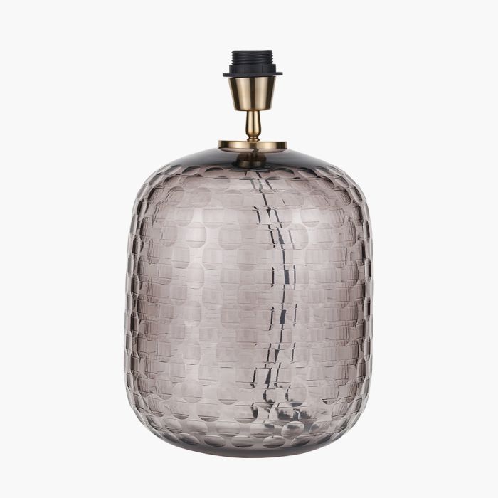 Camille Large Smoke Grey Circle Design Handcut Glass Table Lamp Base