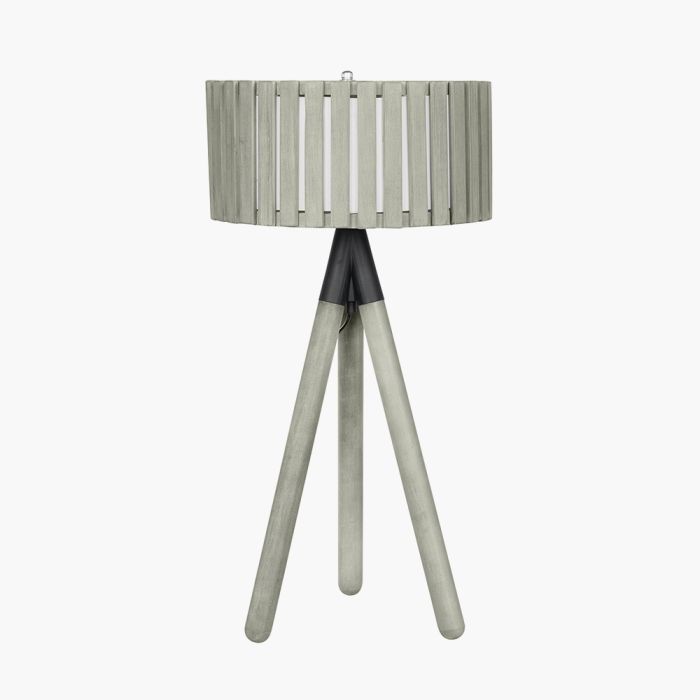 Rabanne Slatted Antique Wood Tripod Table Lamp 