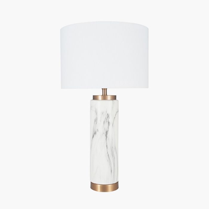 Carrara Marble Effect Ceramic Tall Table Lamp