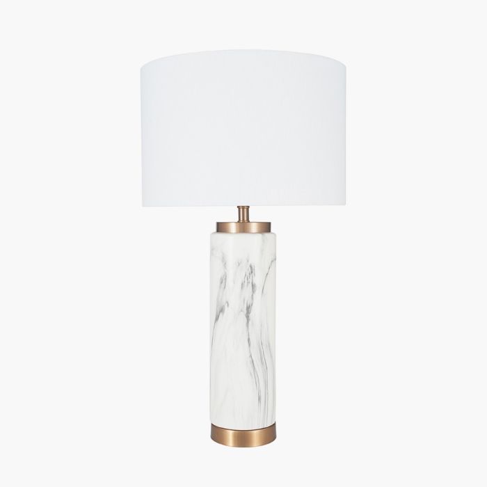 Carrara Marble Effect Ceramic Tall Table Lamp