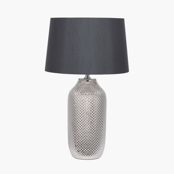 Nova Silver Textured Ceramic Bottle Table Lamp