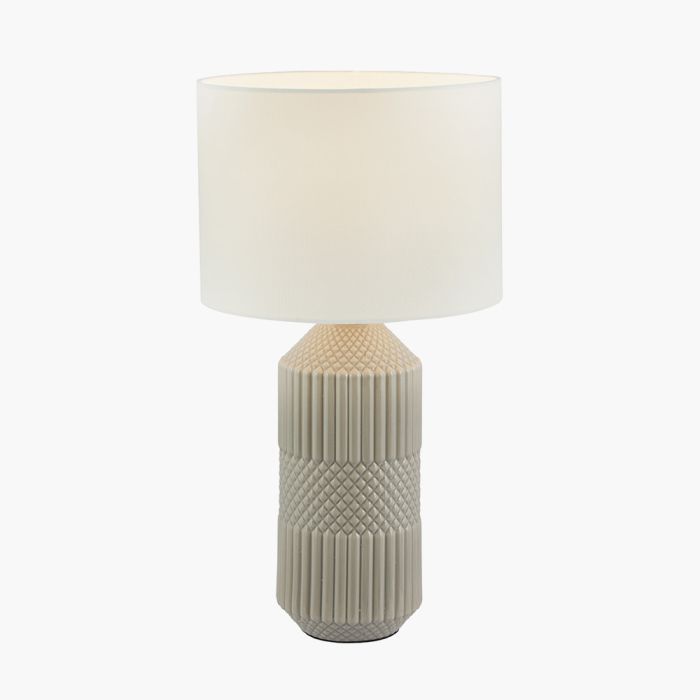 Meribel Grey Geo Textured Tall Ceramic Table Lamp