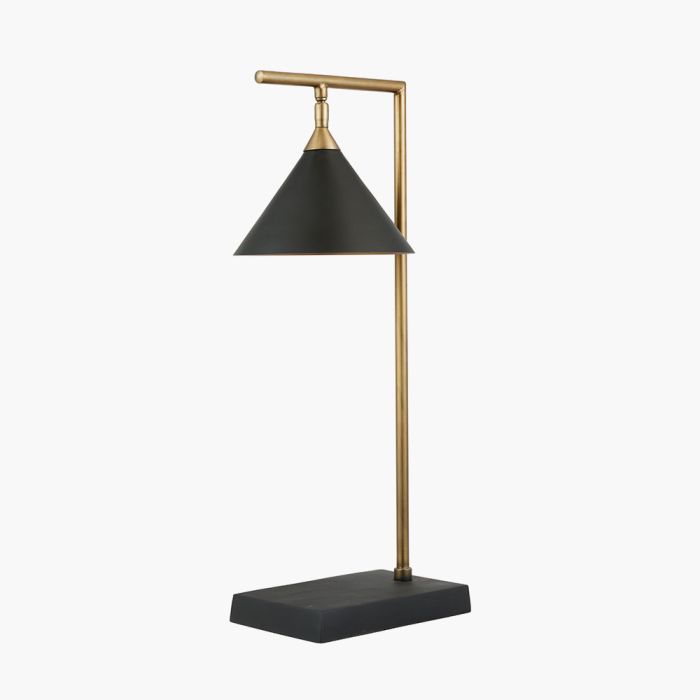 Zeta Matt Black and Antique Brass Table Lamp 