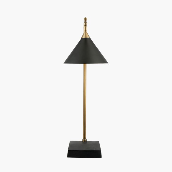 Zeta Matt Black and Antique Brass Table Lamp 