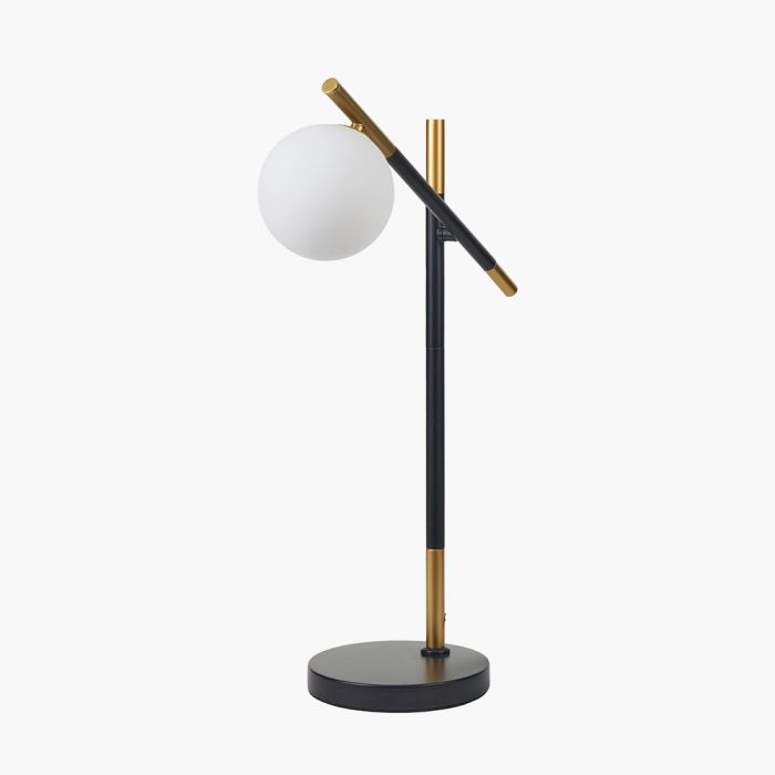 Wanda White Orb and Black Metal Table Lamp