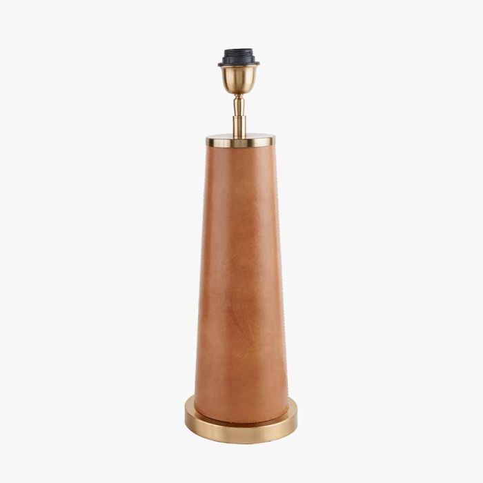 Laurence Tan Leather and Brass Table Lamp