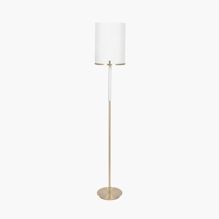 Midland Champagne Gold Metal and Marble Effect Floor Lamp