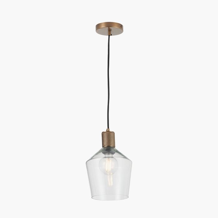 Bexley Clear Glass with Antique Brass Fitting Electric Pendant