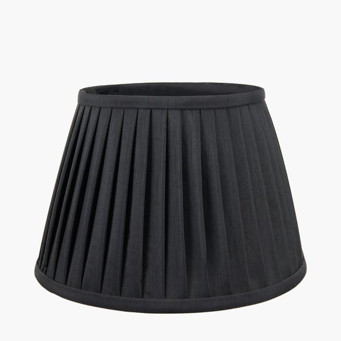 Lyndon 40cm Black Silk Mix Knife Pleat Tapered Lampshade