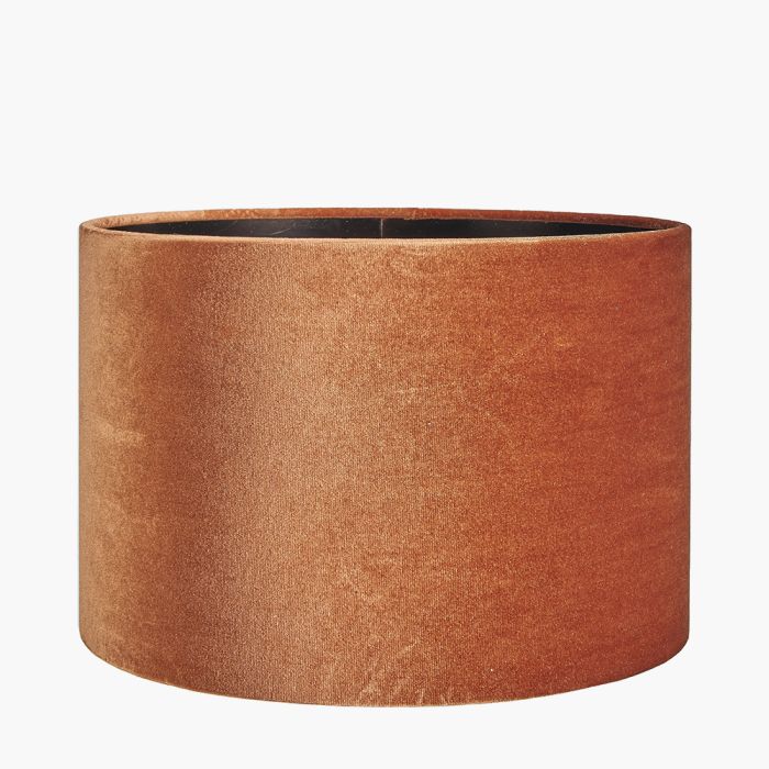 Bow 30cm Tobacco Velvet Cylinder Lampshade