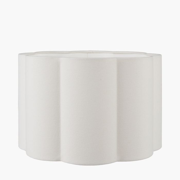 Bloom 30cm White Handloom Scalloped Cylinder Lampshade