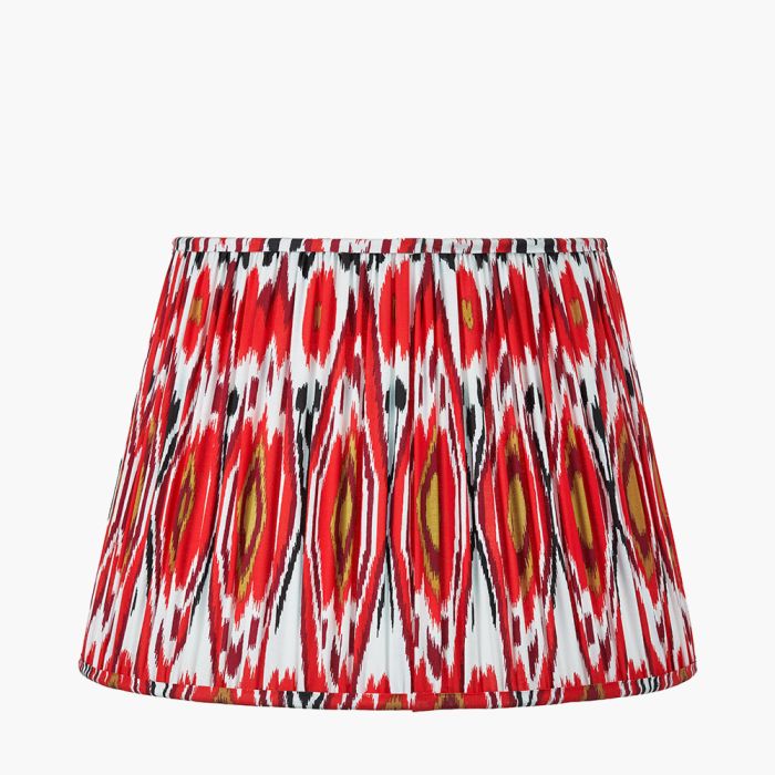 Izara 45cm Red Ikat Patterned Mushroom Pleat Tapered Lampshade
