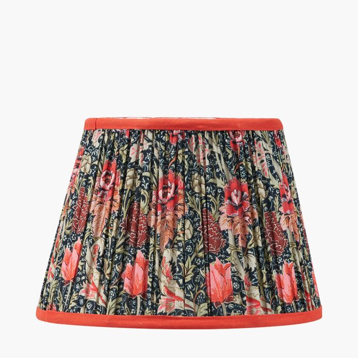 Floressa 25cm Red Floral Patterned Mushroom Pleat Tapered Lamp Shade