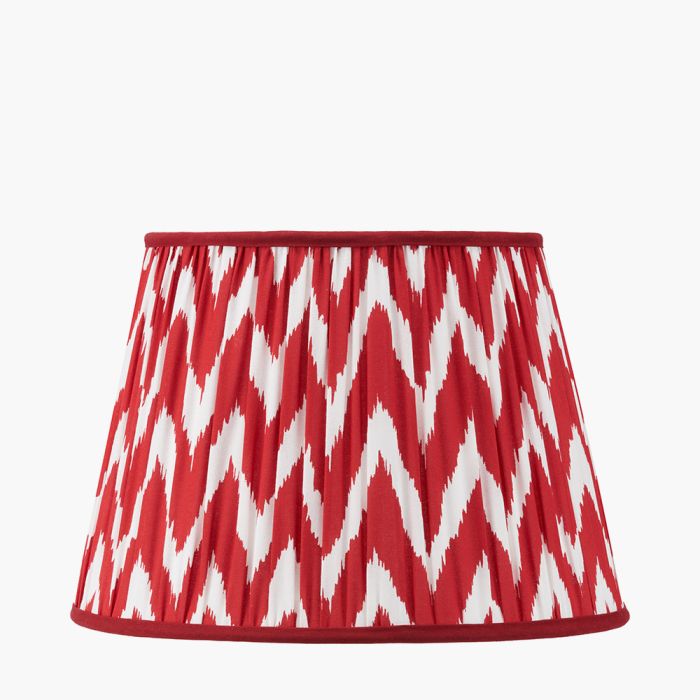 Kamilah 40cm Red Chevron Patterned Mushroom Pleat Tapered Lamp Shade