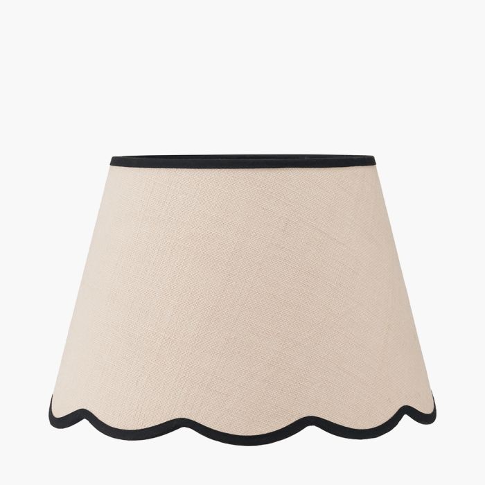 Tabitha 40cm Cream Jute Scalloped Edge Tapered Lamp Shade with Contrast Binding