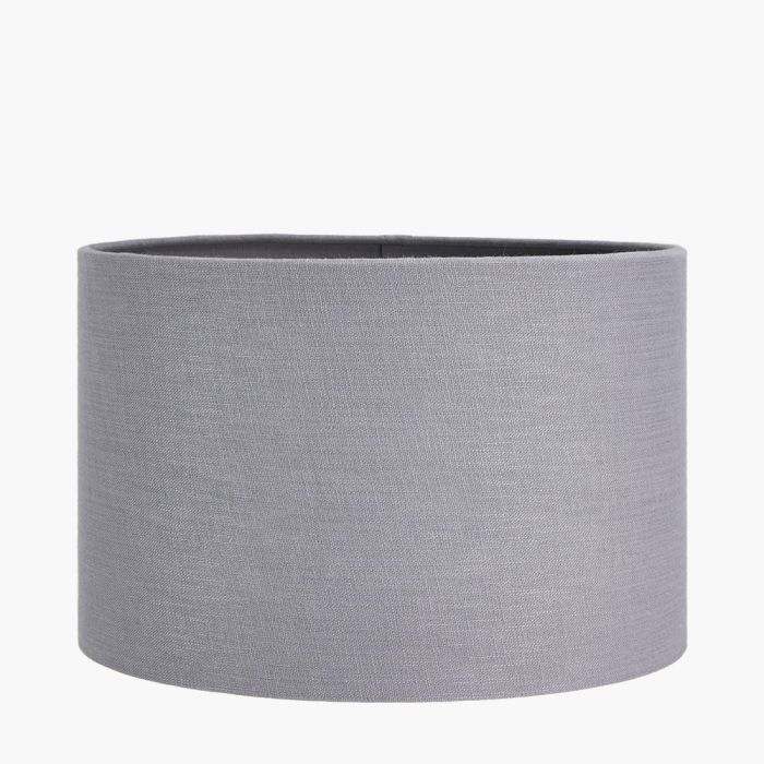 Lino 30cm Steel Grey Self Lined Linen Drum Shade 