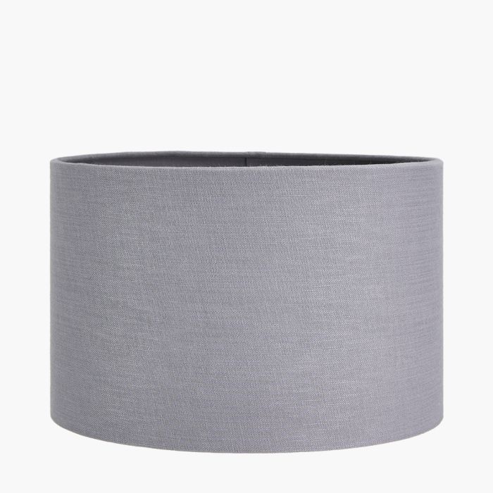 Lino 30cm Steel Grey Self Lined Linen Cylinder Lampshade 