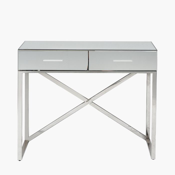 Rocco Silver Mirrored Glass and Metal Desk