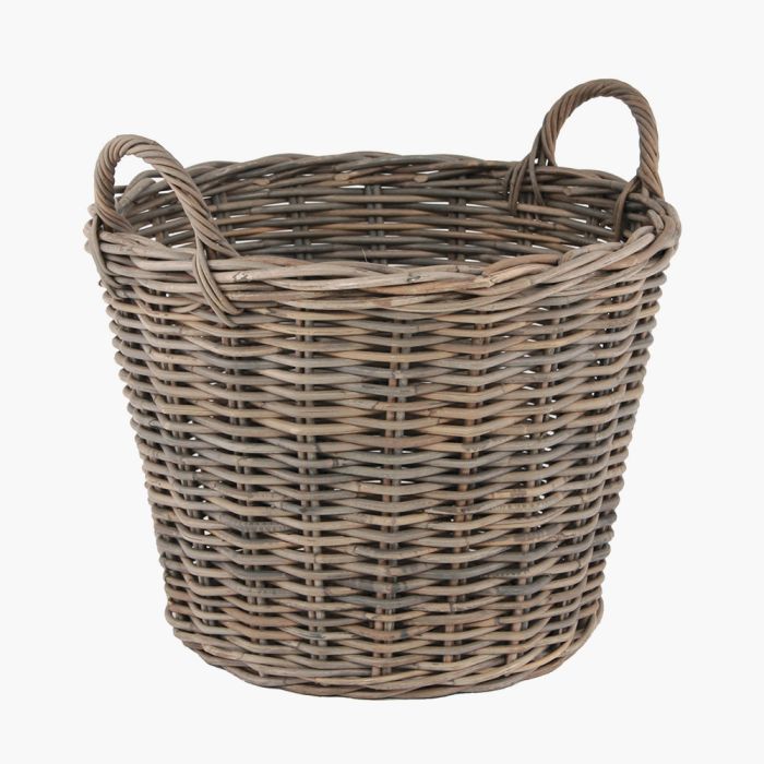 Grey Kubu Round Storage Basket